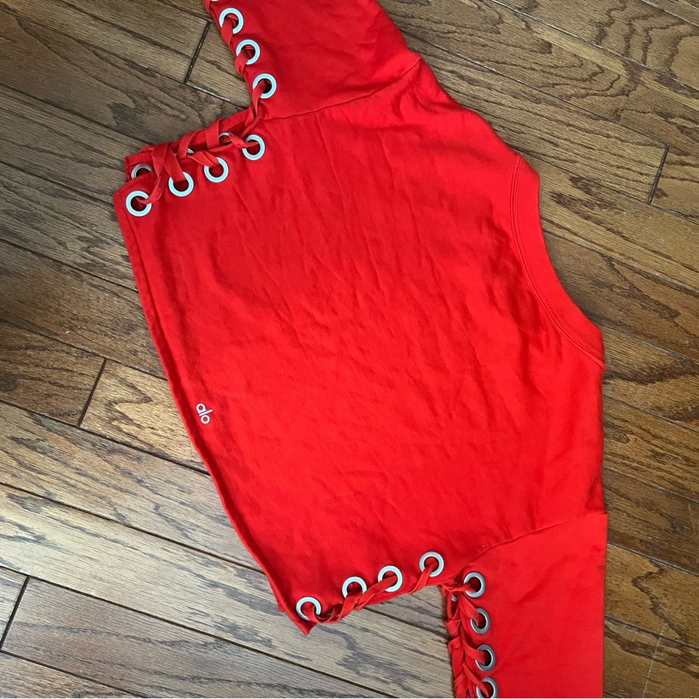 ALO Yoga Red Grommet Sweatshirt - Picture 5 of 9